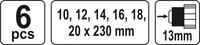 ŚWIDRY WIERTŁA DO DREWNA HEX 10-20mm l=230mm KPL. 6 SZT. YATO YT-3298
