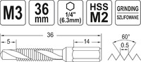 WIERTŁO GWINTOWNIK M3 36mm 1/4