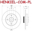 Tarcze hamulcowe pełne z łożyskiem i pierścieniem ABS MIKODA 0553L + KLOCKI MIKODA 70217 - CITROËN C4 PEUGEOT 307 - OŚ TYLNA