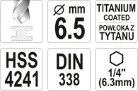 WIERTŁO DO METALU HSS-TIN HEX 1/4