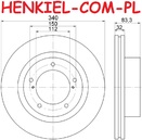 Tarcze hamulcowe wentylowane MIKODA 2274 GT malowane, nacinane, wiercone, kolor: czarny + KLOCKI BREMBO P83107 - LEXUS LX (_J2_) TOYOTA LAND CRUISER 200 (_J2_) - OŚ PRZEDNIA