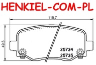 Klocki hamulcowe BOSCH 0986424961 - JEEP CHEROKEE (KL) CHRYSLER 200 Sedan - OŚ TYLNA