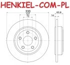 Tarcza hamulcowa pełna BREMBO 08.N233.11 - JEEP GRAND CHEROKEE IV (WK, WK2) - OŚ TYLNA