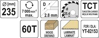 TARCZA WIDIOWA DO CIĘCIA DREWNA dla YT-82153 235mm 60T 25,4mm YATO YT-60687