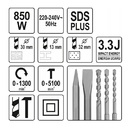 MŁOTOWIERTARKA SDS PLUS 850W Z WYMIENNĄ GŁOWICĄ I METALOWĄ OBUDOWĄ YATO YT-82122