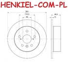 Tarcza hamulcowa pełna MIKODA 2284 GT malowana, nacinana, wiercona, kolor: czarny - LEXUS ES (_V4_) TOYOTA AVALON Sedan (_X4_) AURION (_V5_) CAMRY Sedan (_V4_) CAMRY Sedan (_V5_) - OŚ TYLNA