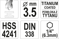 WIERTŁO DO METALU HSS-TIN HEX 1/4