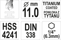 WIERTŁO DO METALU HSS-TIN HEX 1/4