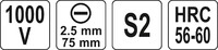 WKRĘTAK ŚRUBOKRĘT PŁASKI IZOLOWANY VDE 1000V SL 2,5mm 75mm YATO YT-28150