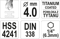 WIERTŁO DO METALU HSS-TIN HEX 1/4