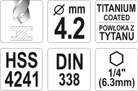 WIERTŁO DO METALU HSS-TIN HEX 1/4