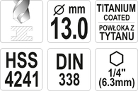 WIERTŁO DO METALU HSS-TIN HEX 1/4