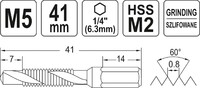 WIERTŁO GWINTOWNIK M5 41mm 1/4