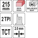 BRZESZCZOT DO PILY SZABLASTEJ SZYBKOTNĄCY 215mm do cięcia pustaków ceramicznych, betonu komórkowego i silikatów YATO YT-33960