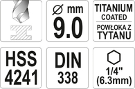 WIERTŁO DO METALU HSS-TIN HEX 1/4