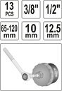 ZESTAW KLUCZY NASADOWYCH KLUCZE NASADOWE DO FILTRÓW OLEJU 13el. YATO YT-0594