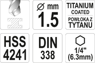 WIERTŁO DO METALU HSS-TIN HEX 1/4