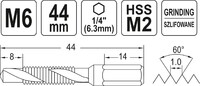 WIERTŁO GWINTOWNIK M6 44mm 1/4