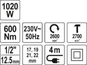 ELEKTRYCZNY KLUCZ UDAROWY 1/2