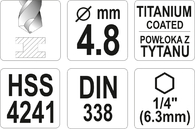 WIERTŁO DO METALU HSS-TIN HEX 1/4