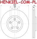 Tarcza hamulcowa wentylowana MIKODA 1855 - JAGUAR S-TYPE II (X200) XJ (X350, X358) - OŚ PRZEDNIA