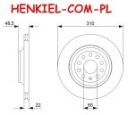 TARCZA HAMULCOWA SAMKO A1014V - AUDI AUDI A3 Q3 SEAT ALHAMBRA ALTEA LEON TOLEDO III SKODA OCTAVIA SUPERB YETI VW EOS GOLF JETTA III PASSAT CC SHARAN TOURAN - OŚ TYLNA