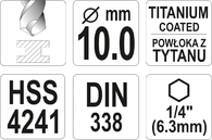 WIERTŁO DO METALU HSS-TIN HEX 1/4