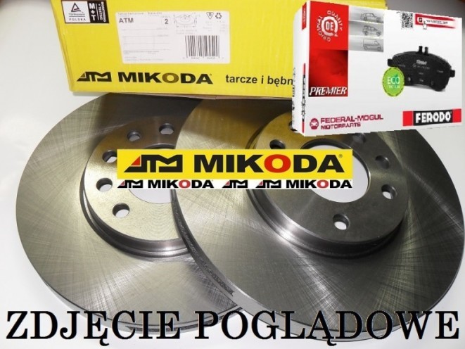 Tarcze hamulcowe wentylowane MIKODA 0421 + KLOCKI FERODO FDB1628 - BMW 3 (E90, E91, E92, E93) X1 (E84) - OŚ PRZEDNIA