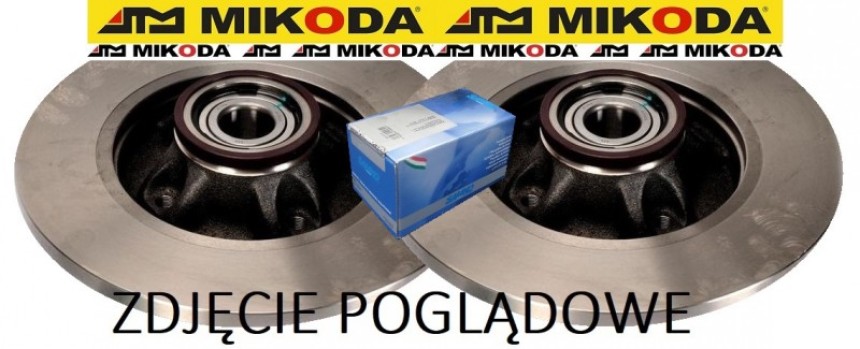 Tarcze hamulcowe pełne z łożyskiem i pierścieniem ABS MIKODA 0568L + KLOCKI SAMKO 5SP1567 - CITROEN C4 II DS4 DS5 DS DS4 DS5 PEUGEOT 3008 5008 - OŚ TYLNA