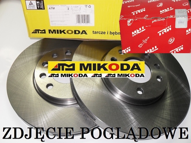 Tarcze hamulcowe pełne MIKODA 1343 + KLOCKI TRW GDB2172 - MAZDA 3 (BM, BN)  - OŚ TYLNA