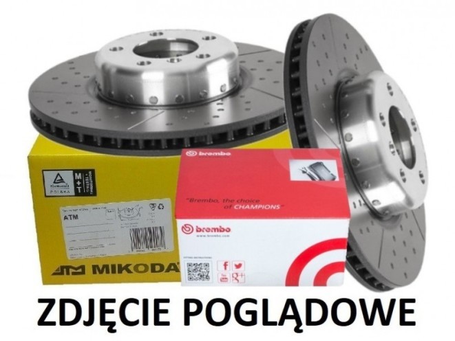 Tarcze hamulcowe wentylowane MIKODA 0477 GT nawiercane, nacinane, kolor: czarny + KLOCKI BREMBO P06088 - BMW 1 (F20, F21) 2 (F22,F23, F87) 3 (F30, F31, F34, F35, F80) 4 (F32, F33, F36, F82, F83) - OŚ PRZEDNIA