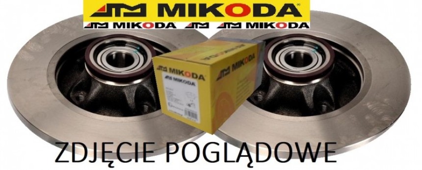 Tarcze hamulcowe pełne z łożyskiem i pierścieniem ABS MIKODA 1770L + KLOCKI MIKODA 70217 - RENAULT MEGANE III Grandtour (KZ0/1) MEGANE CC (EZ0/1_) SCÉNIC III (JZ0/1_) GRAND SCÉNIC III (JZ0/1_) - OŚ TYLNA