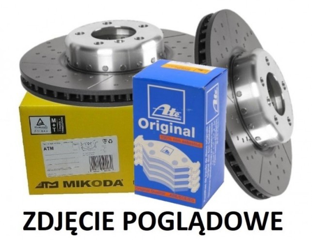 Tarcze hamulcowe wentylowane MIKODA 0483 GT nawiercane, nacinane + KLOCKI  ATE 13.0460-4874.2 - BMW 3 (F30, F31, F34, F35, F80) 4 (F32, F33, F36, F82, F83) - OŚ TYLNA