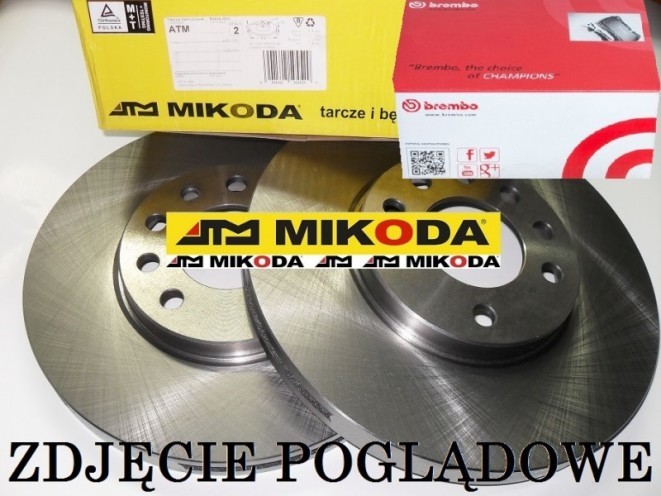 Tarcze hamulcowe wentylowane MIKODA 1489 + KLOCKI BREMBO P50093 - MERCEDES KLASA A (W176) KLASA B (W246, W242) CLA Coupe (C117) CLA Shooting Brake (X117) KLASA GLA (X156) - OŚ PRZEDNIA