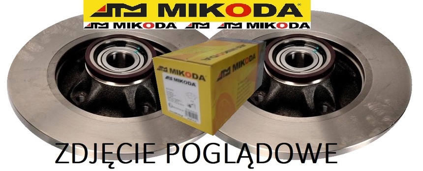 Tarcze hamulcowe pełne z łożyskiem i pierścieniem ABS MIKODA 0568L + KLOCKI MIKODA 71660 - CITROEN C4 II DS4 DS5 DS DS4 DS5 PEUGEOT 3008 5008 - OŚ TYLNA