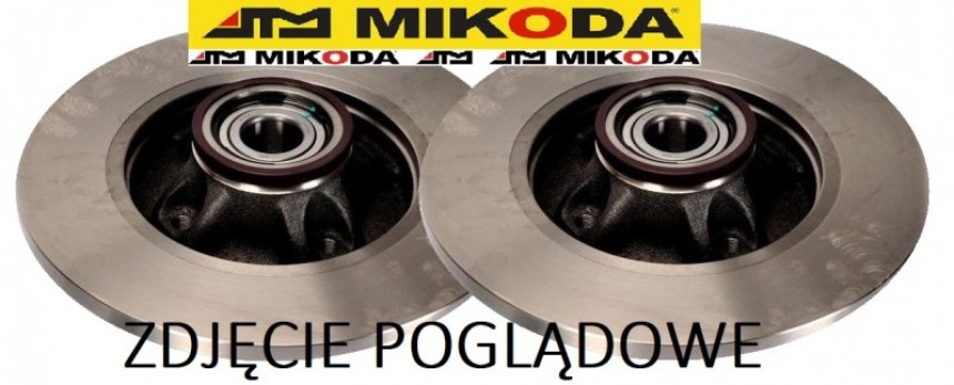 Tarcza hamulcowa pełna z łożyskiem i pierścieniem ABS MIKODA 0568L - CITROEN BERLINGO C4 Grand Picasso I C4 II C4 Picasso I DS4 DS5 DS DS4 DS5 PEUGEOT 308 3008 5008 PARTNER - OŚ TYLNA