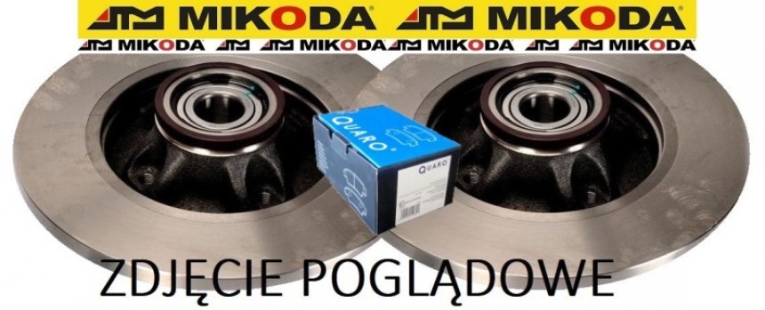 Tarcze hamulcowe pełne z łożyskiem i pierścieniem ABS MIKODA 0568L + KLOCKI QUARO QP3964C ceramiczne - CITROËN BERLINGO (B9) PEUGEOT 308 (4A_,4C_) 308 SW (4E_, 4H_) PARTNER 08r- PARTNER Tepee - OŚ TYLNA