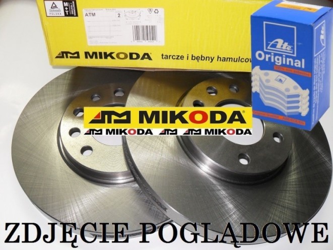 Tarcze hamulcowe wentylowane MIKODA 2266 + KLOCKI ATE 13.0460-5615.2 - TOYOTA AVENSIS Sedan (_T27_) AVENSIS Kombi (_T27) VERSO (_R2_) VERSO VAN (_R2_) - OŚ PRZEDNIA