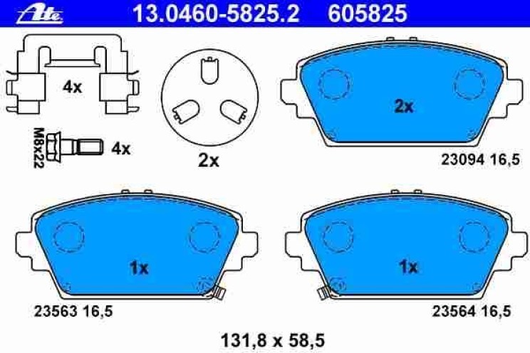 KLOCKI ATE 13.0460-5825.2 NISSAN ALMERA TINO PRIMERA P12 -- PRZÓD