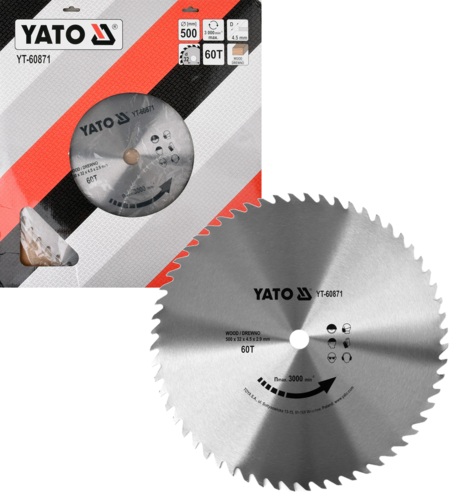 TARCZA DO CIĘCIA DREWNA 500mm 60T 32mm YATO YT-60871