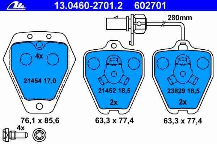 KLOCKI HAMULCOWE ATE 13.0460-2701.2 AUDI 100 A6 A8 -PRZÓD