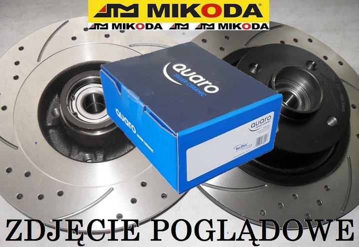 Tarcze hamulcowe pełne z łożyskiem i pierścieniem ABS MIKODA 1783L GT malowane, nacinane, wiercone, kolor: czarny + KLOCKI QUARO QP3612C ceramiczne - FIAT TALENTO NISSAN NV300 OPEL VIVARO B RENAULT TRAFIC III - OŚ TYLNA