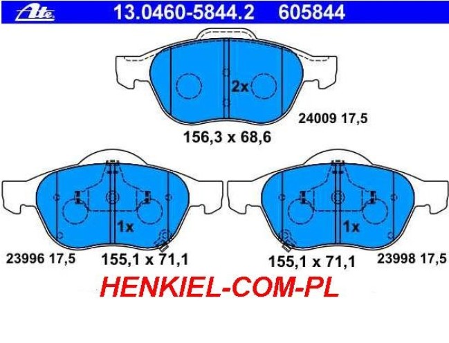 KLOCKI HAMULCOWE ATE 13.0460-5844.2 - PRZÓD