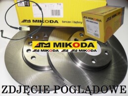 Tarcze hamulcowe wentylowane MIKODA 0428 + KLOCKI MIKODA 70428 + CZUJNIK MAXGEAR 34351163065/MG - BMW 5 (E39) - OŚ PRZEDNIA