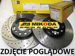 Tarcze hamulcowe wentylowane MIKODA 2276 GT malowane, nacinane, wiercone, kolor: czarny + KLOCKI MIKODA 72276 - LEXUS LX (_J2_) TOYOTA LAND CRUISER 200 (_J2_) SEQUOIA (_K6_) TUNDRA Pickup (_K5_, _K6_) - OŚ TYLNA