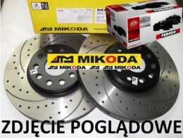 Tarcze hamulcowe wentylowane MIKODA 2276 GT malowane, nacinane, wiercone, kolor: czarny + KLOCKI FERODO FDB4230 - LEXUS LX (_J2_) TOYOTA LAND CRUISER 200 (_J2_) SEQUOIA (_K6_) TUNDRA Pickup (_K5_, _K6_) - OŚ TYLNA