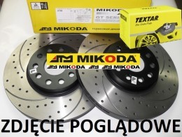 Tarcze hamulcowe wentylowane MIKODA 2271 GT malowane, nacinane, wiercone, kolor: czarny + KLOCKI TEXTAR 2432301 - LEXUS GS (_S19_) IS II (_E2_) IS C (GSE2_) - OŚ TYLNA